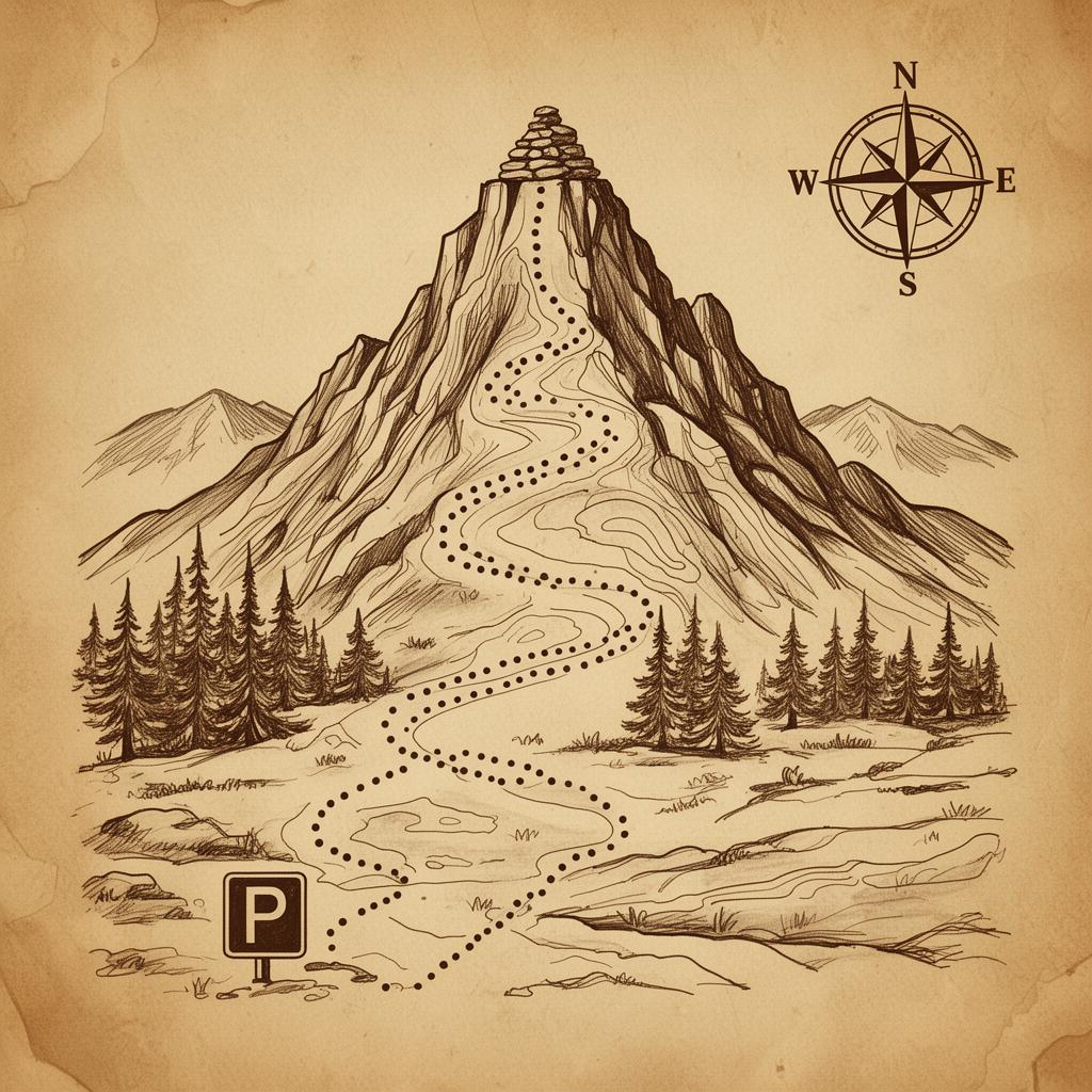 Hand-drawn map of Greenhorn Trail