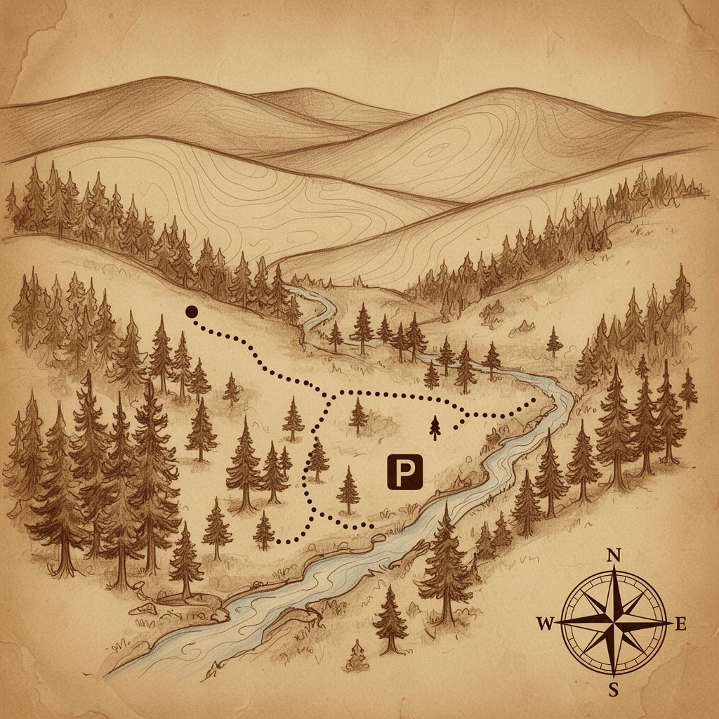 Hand-drawn map of San Carlos Trail