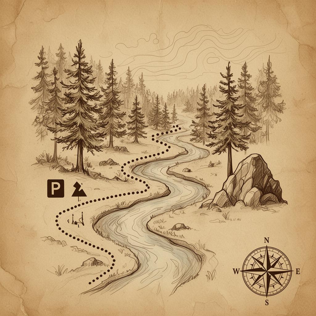 Hand-drawn map of South Creek Trail